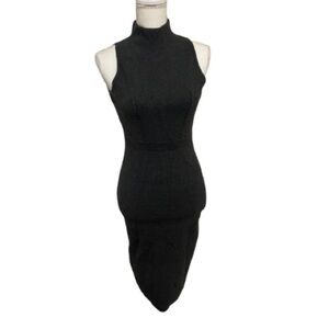 Milly Sleeveless Shirred Side Mock Neck Knit Sheath Dress Gray Women's Size S